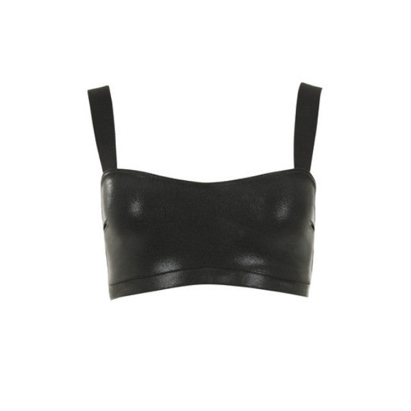 Suki Leatherback Miso Crop Top - Black Gloss